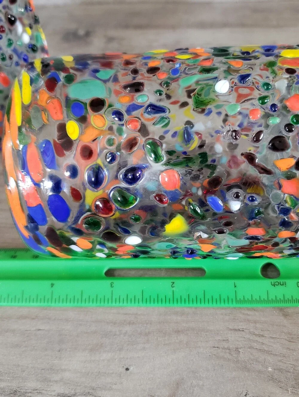 Set Of 2 Mexican Handblown Confetti Rock Glass Juice/Tumbler Glasses 4 Inches